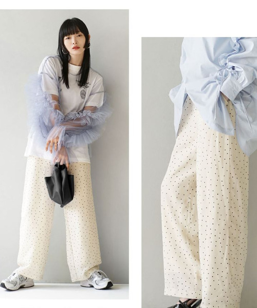 MIMIMEMETE(ミミメメット)の「ドット柄 イージーパンツ(その他パンツ・レディース・オフホワイト/ブラック・M)」の5枚目の写真