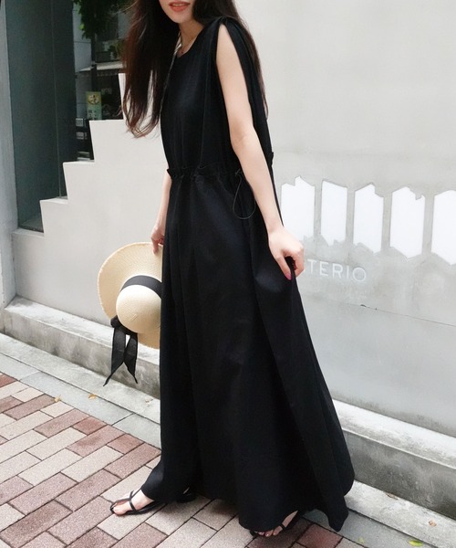 極美品 23区 ゆったり ドッキング ワンピース ダークネイビー