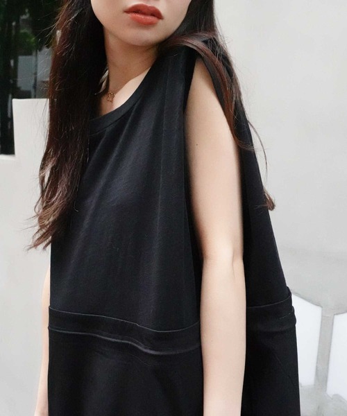 CORNERS（コーナーズ）の「【CORNERS by KR】ショルダータックノースリドッキングワンピース（ワンピース・レディース・ブラック/ネイビー/グレー・M/L）」の10枚目の写真