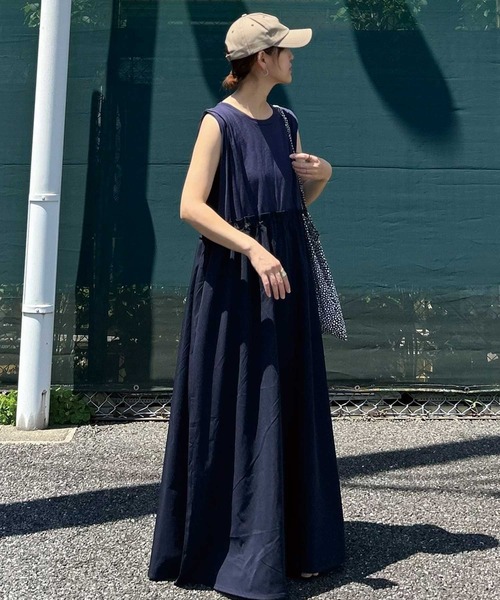 CORNERS（コーナーズ）の「【CORNERS by KR】ショルダータックノースリドッキングワンピース（ワンピース・レディース・ブラック/ネイビー/グレー・M/L）」の11枚目の写真