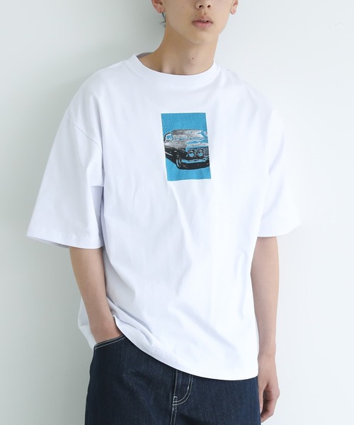 n'OrLABEL（ノアールレーベル）の「オーバーサイズフォトプリント半袖Tシャツ（Tシャツ/カットソー・メンズ・ホワイト/ブラック・L/M）」の2枚目の写真