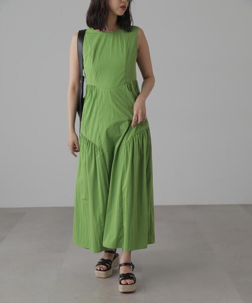 FREE'S MART（フリーズマート）の「◆タイプライターギャザーマキシワンピース（ワンピース・レディース・ブラック/グレー/グリーン・SMALL/MEDIUM）」の20枚目の写真