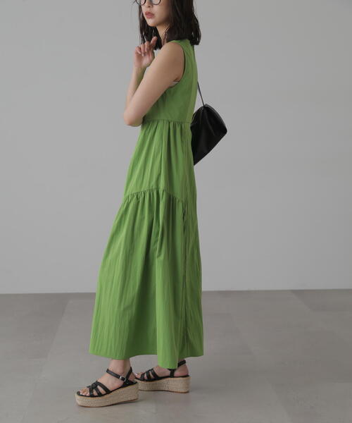 FREE'S MART（フリーズマート）の「◆タイプライターギャザーマキシワンピース（ワンピース・レディース・ブラック/グレー/グリーン・SMALL/MEDIUM）」の19枚目の写真