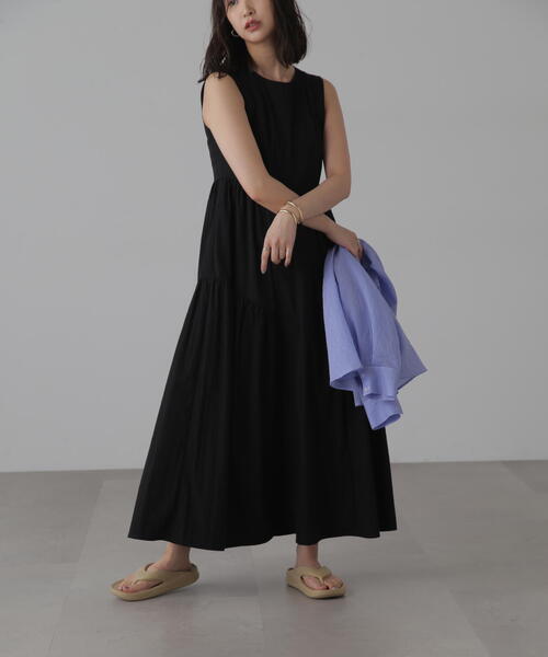 FREE'S MART（フリーズマート）の「◆タイプライターギャザーマキシワンピース（ワンピース・レディース・ブラック/グレー/グリーン・SMALL/MEDIUM）」の2枚目の写真