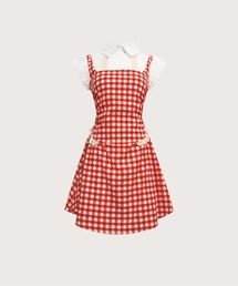 LA POMME petit（ラポミ・プチ）の「レッドチェックステッチワンピース Red Check Stitching One Piece（ワンピース）」