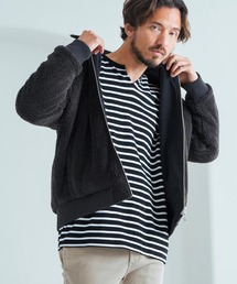 Magine（マージン）の「mj10056-Short Micro Fur×Nylon Stretch Reversible Stand Jacket スタンドカラージャケット（その他アウター）」