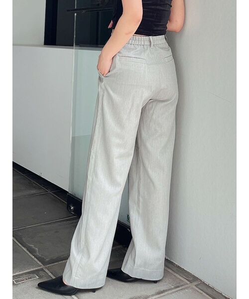 GYDA（ジェイダ）の「ハイウエストタックワイドスラックスパンツ（スラックス・レディース・ブラック/グレー・FREE）」の4枚目の写真