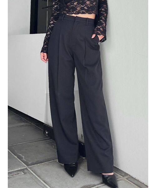 GYDA（ジェイダ）の「ハイウエストタックワイドスラックスパンツ（スラックス・レディース・ブラック/グレー・FREE）」の7枚目の写真