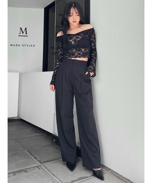 GYDA（ジェイダ）の「ハイウエストタックワイドスラックスパンツ（スラックス・レディース・ブラック/グレー・FREE）」の8枚目の写真