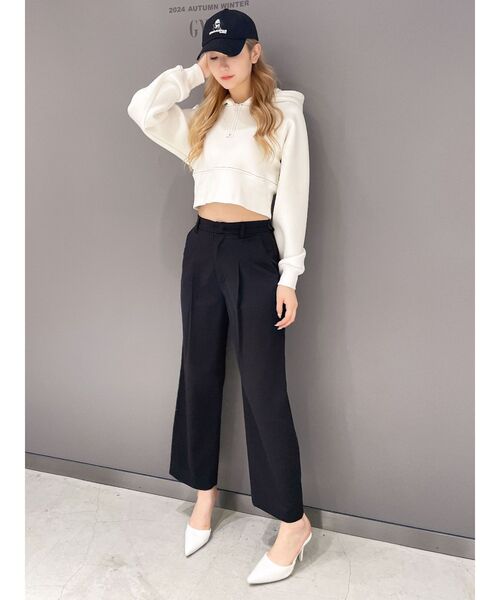 GYDA（ジェイダ）の「ハイウエストタックワイドスラックスパンツ（スラックス・レディース・ブラック/グレー・FREE）」の11枚目の写真