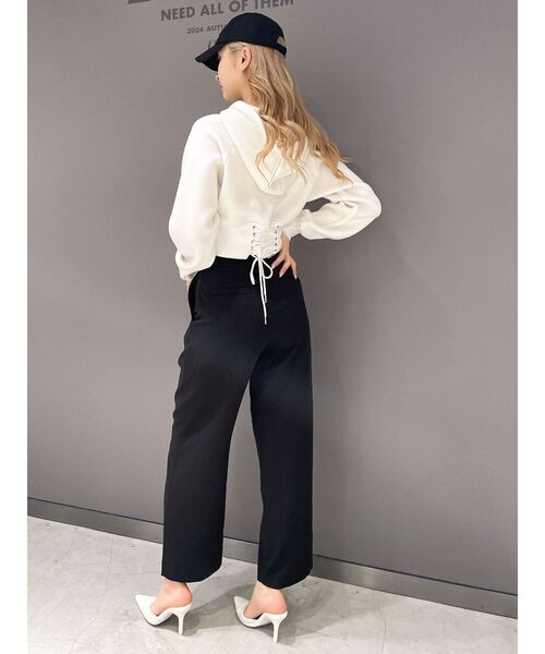 GYDA（ジェイダ）の「ハイウエストタックワイドスラックスパンツ（スラックス・レディース・ブラック/グレー・FREE）」の12枚目の写真