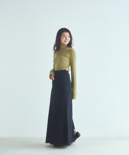 YANUK（ヤヌーク）の「マキシ Aライン スカート（デニムスカート・レディース・ブラック・S/M/XS）」の3枚目の写真