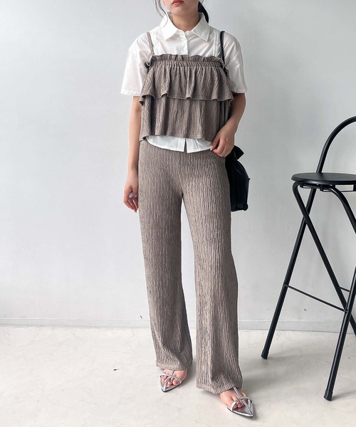 AS KNOW AS plus(アズノゥアズプラス)の「◎ランダムプリーツビスチェとパンツ 2点セットアイテム(セットアップ・レディース・グリーン/モカ/ブラック/ブラック系/ブラウン系/カーキ系・FREE)」の6枚目の写真