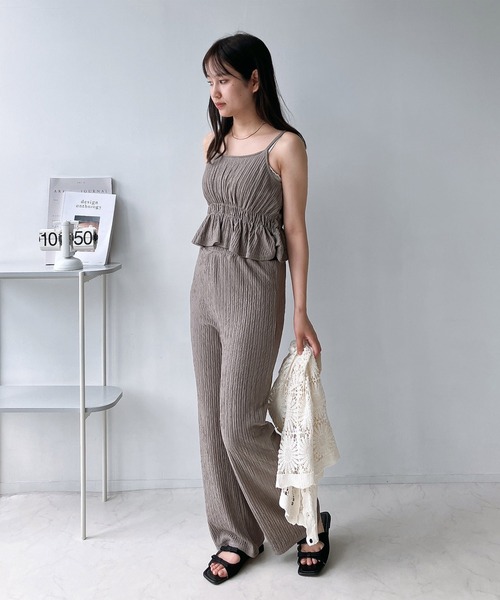 AS KNOW AS plus(アズノゥアズプラス)の「◎ランダムプリーツビスチェとパンツ 2点セットアイテム(セットアップ・レディース・グリーン/モカ/ブラック/ブラック系/ブラウン系/カーキ系・FREE)」の11枚目の写真