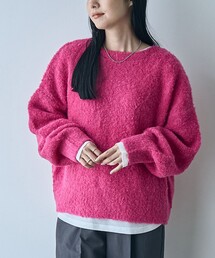 【フワ軽あったか】ブークレボートネックニット