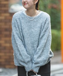 【フワ軽あったか】ブークレボートネックニット