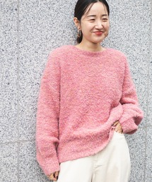 【フワ軽あったか】ブークレボートネックニット