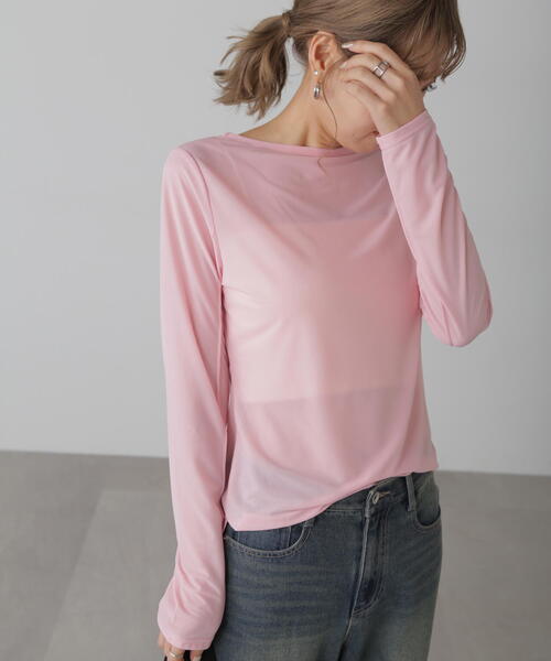 FREE'S MART(フリーズマート)の「◆シアークルーネックカットソー(Tシャツ/カットソー・レディース・ブルー/ブラック/ピンク/ホワイト・FREE)」の1枚目の写真