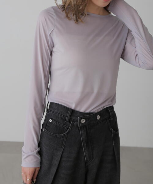 FREE'S MART(フリーズマート)の「◆シアークルーネックカットソー(Tシャツ/カットソー・レディース・ブルー/ブラック/ピンク/ホワイト・FREE)」の4枚目の写真