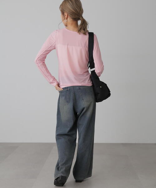 FREE'S MART(フリーズマート)の「◆シアークルーネックカットソー(Tシャツ/カットソー・レディース・ブルー/ブラック/ピンク/ホワイト・FREE)」の7枚目の写真