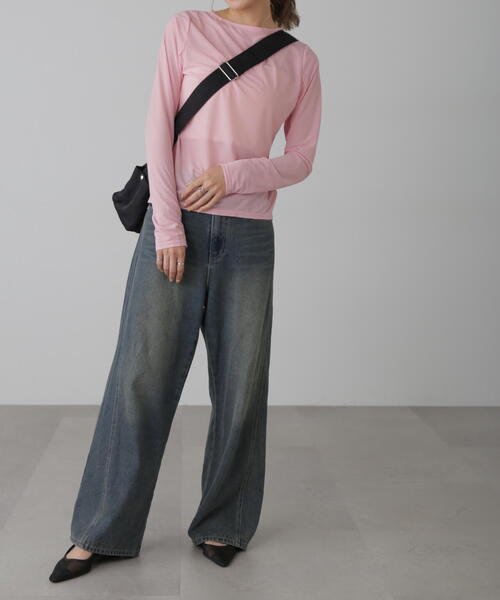 FREE'S MART(フリーズマート)の「◆シアークルーネックカットソー(Tシャツ/カットソー・レディース・ブルー/ブラック/ピンク/ホワイト・FREE)」の8枚目の写真