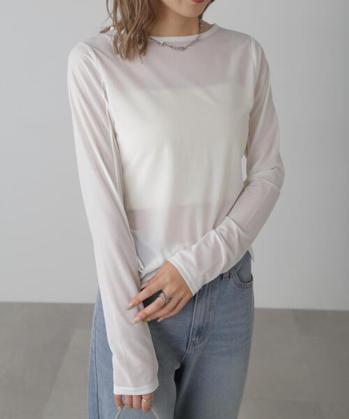 FREE'S MART(フリーズマート)の「◆シアークルーネックカットソー(Tシャツ/カットソー・レディース・ブルー/ブラック/ピンク/ホワイト・FREE)」の2枚目の写真