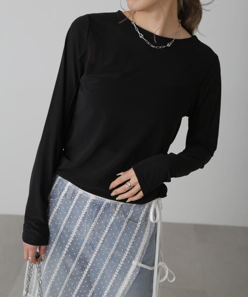 FREE'S MART(フリーズマート)の「◆シアークルーネックカットソー(Tシャツ/カットソー・レディース・ブルー/ブラック/ピンク/ホワイト・FREE)」の3枚目の写真