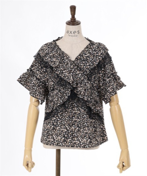 axes femme(アクシーズファム)の「2WAYフリル×チュールブラウス(シャツ/ブラウス・レディース・サックスブルー/ブラック/キナリ・FREE)」の7枚目の写真