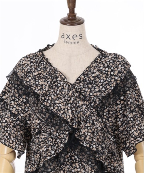 axes femme(アクシーズファム)の「2WAYフリル×チュールブラウス(シャツ/ブラウス・レディース・サックスブルー/ブラック/キナリ・FREE)」の10枚目の写真