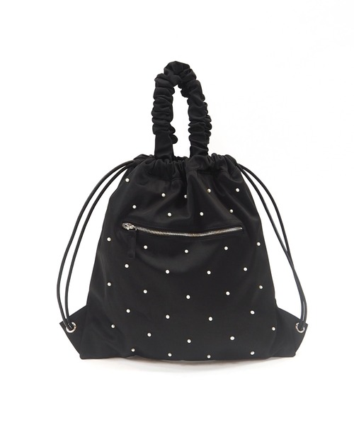 Casselini（キャセリーニ）の「Casselini(キャセリーニ)パールサテンナップサック（バックパック/リュック・レディース・アイボリー/ブラック・FREE）」の14枚目の写真