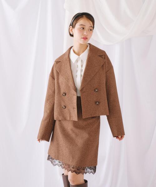 JILL by JILL STUART（ジルバイジルスチュアート）の「◇ネップツイードヘムレースミニスカート（スカート・レディース・ブラウン/グレー・SMALL/MEDIUM）」の15枚目の写真