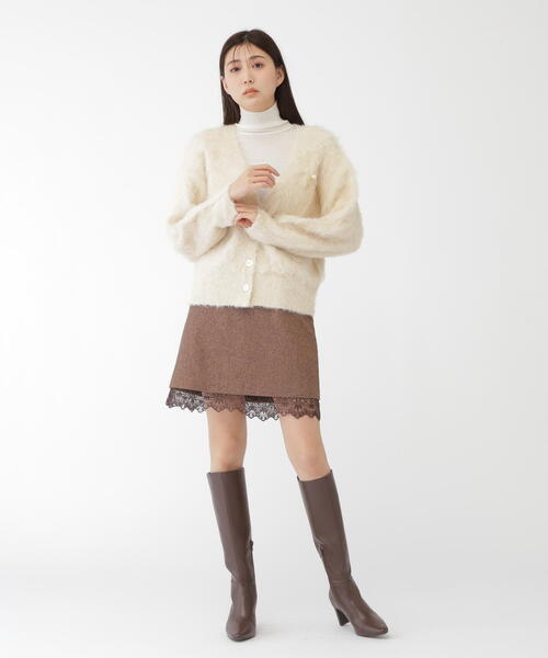 JILL by JILL STUART（ジルバイジルスチュアート）の「◇ネップツイードヘムレースミニスカート（スカート・レディース・ブラウン/グレー・SMALL/MEDIUM）」の13枚目の写真