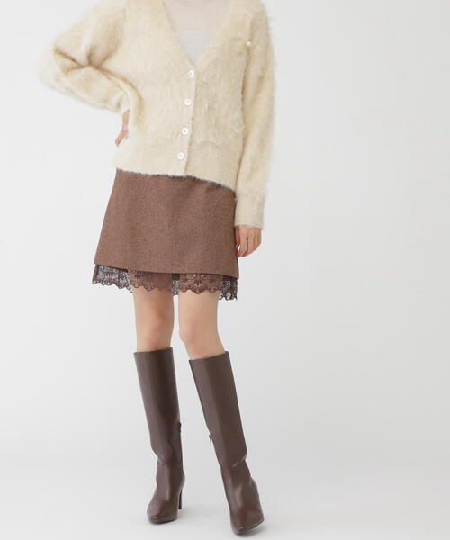 JILL by JILL STUART（ジルバイジルスチュアート）の「◇ネップツイードヘムレースミニスカート（スカート・レディース・ブラウン/グレー・SMALL/MEDIUM）」の9枚目の写真