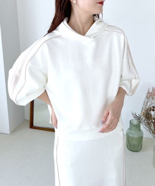 mysty woman（ミスティウーマン）の「サイドラインフーディ　149656（パーカー・レディース・ホワイト/ブラック/グリーン・FREE）」の8枚目の写真