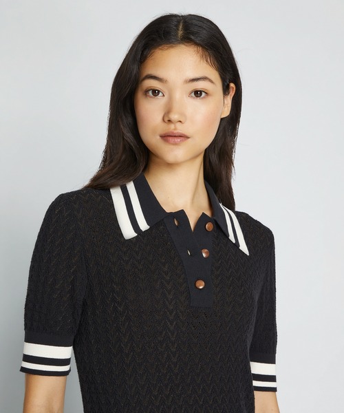 Tory Burch ブルーミニゼブラ柄ポロシャツ Lサイズ Tory Burch ブルーミニゼブラ柄ポロシャツ Lサイズ - メルカリ