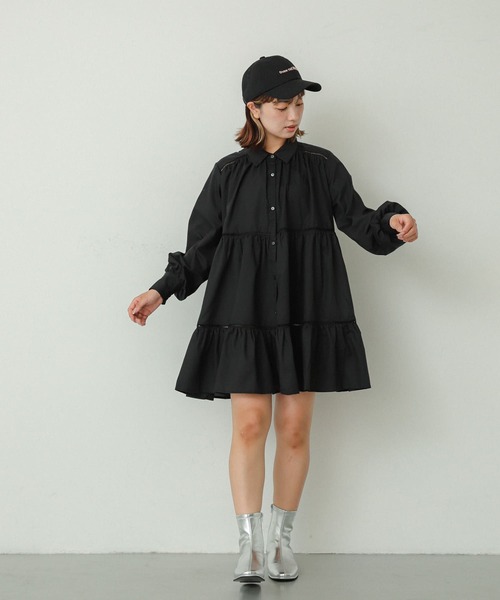 SENSE OF PLACE by URBAN RESEARCH(センスオブプレイスバイアーバンリサーチ)の「ティアードミディワンピース(ワンピース・レディース・ブラック/オフホワイト/ブルー・S/ONE)」の14枚目の写真