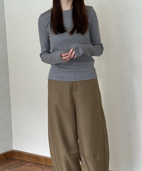 Per sist ence(パーシエンス)の「ラメリブクルーネックプルオーバー(Tシャツ/カットソー・レディース・アイボリー/ブラック/グレー・FREE)」の12枚目の写真