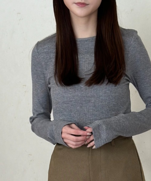 Per sist ence(パーシエンス)の「ラメリブクルーネックプルオーバー(Tシャツ/カットソー・レディース・アイボリー/ブラック/グレー・FREE)」の15枚目の写真