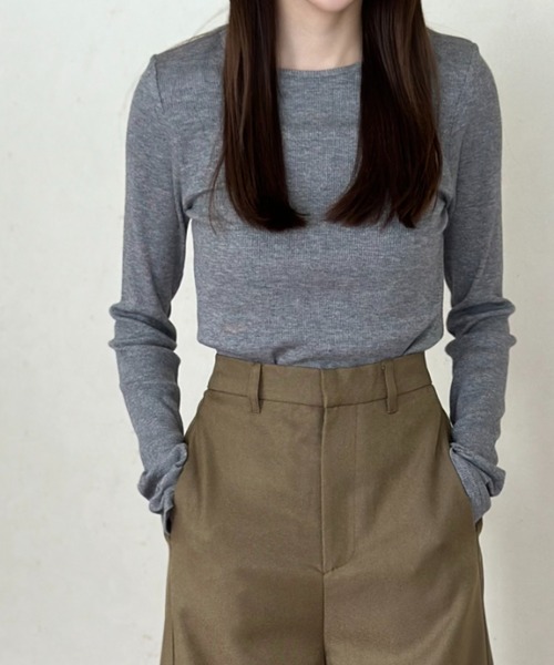 Per sist ence(パーシエンス)の「ラメリブクルーネックプルオーバー(Tシャツ/カットソー・レディース・アイボリー/ブラック/グレー・FREE)」の14枚目の写真