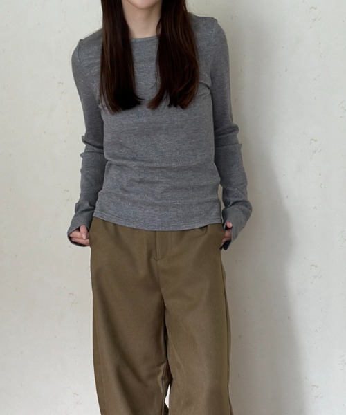 Per sist ence(パーシエンス)の「ラメリブクルーネックプルオーバー(Tシャツ/カットソー・レディース・アイボリー/ブラック/グレー・FREE)」の18枚目の写真