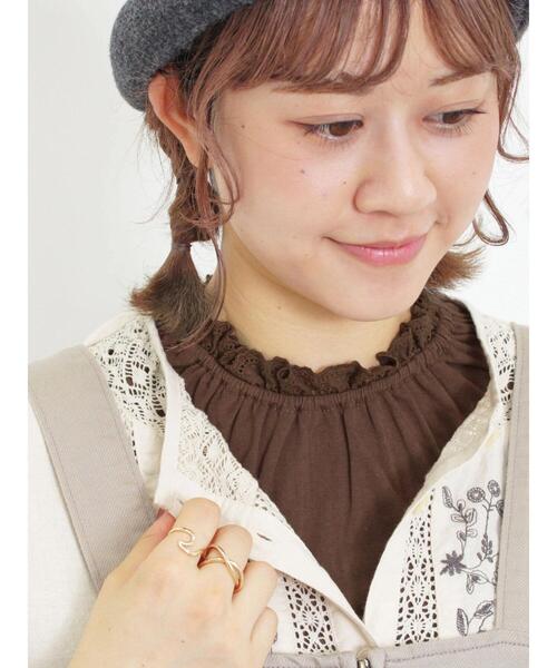 Samansa Mos2（サマンサ モスモス）の「襟レースノースリ（Tシャツ/カットソー・レディース・ブラック/モカ/オフホワイト/カーキ・F）」の4枚目の写真