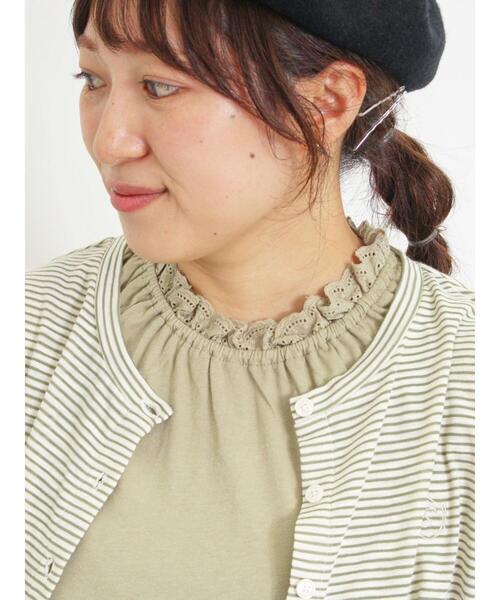 Samansa Mos2（サマンサ モスモス）の「襟レースノースリ（Tシャツ/カットソー・レディース・ブラック/モカ/オフホワイト/カーキ・F）」の5枚目の写真