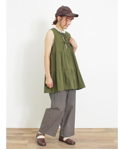 Samansa Mos2（サマンサ モスモス）の「襟レースノースリ（Tシャツ/カットソー・レディース・ブラック/モカ/オフホワイト/カーキ・F）」の8枚目の写真