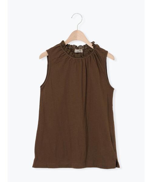 Samansa Mos2（サマンサ モスモス）の「襟レースノースリ（Tシャツ/カットソー・レディース・ブラック/モカ/オフホワイト/カーキ・F）」の13枚目の写真