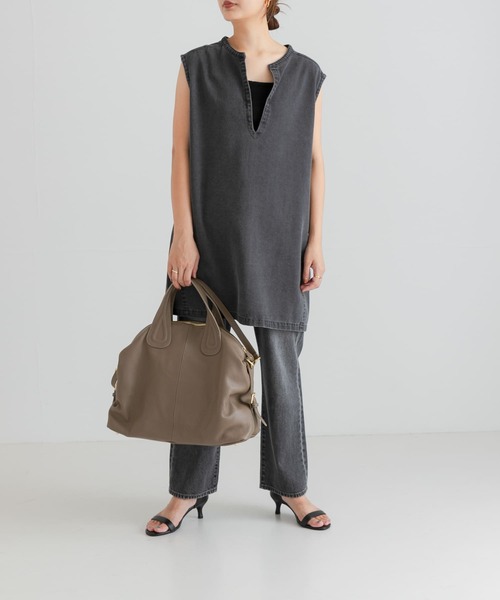 URBAN RESEARCH(アーバンリサーチ)の「レザーボストンバッグ(ボストンバッグ・レディース・ブラック/ベージュ系その他・-)」の5枚目の写真