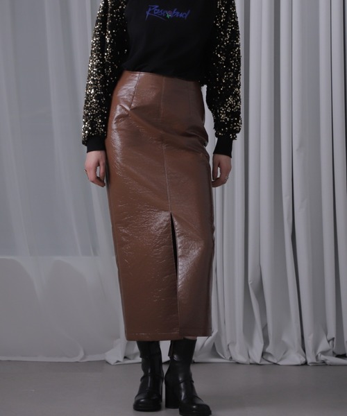 LUDLOW ラドロー パテントスカート ブラック LUDLOW ラドロー パテントスカート ブラック LUDLOW ラドロー パテント