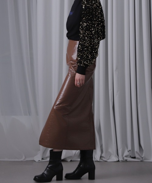 CREOLME（クレオルム）の「(CREOLME)パテントレザーライクスカート