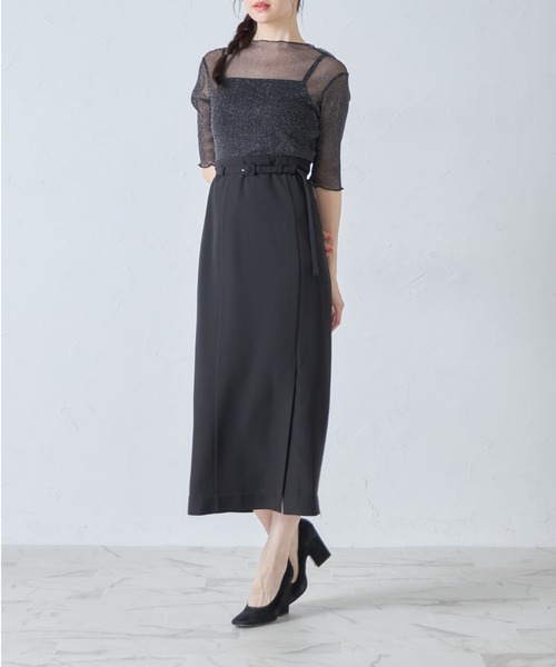 tocco closet(トッコ クローゼット)の「ラメシアーメローカットプルオーバー(Tシャツ/カットソー・レディース・グレー/オフホワイト/ブラック・M)」の8枚目の写真
