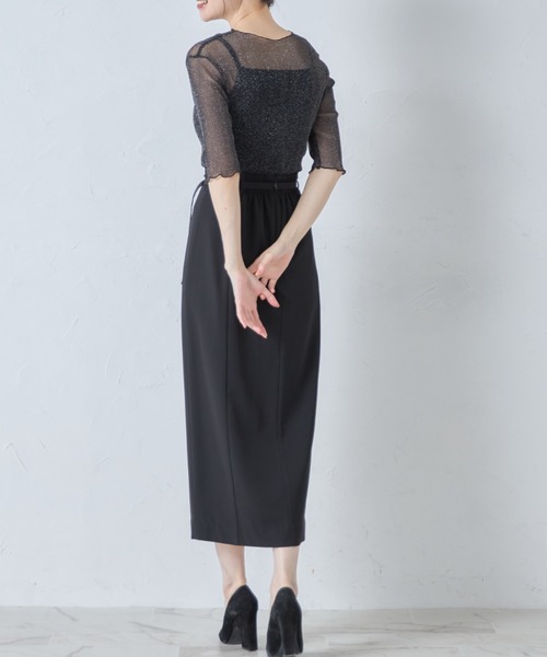 tocco closet(トッコ クローゼット)の「ラメシアーメローカットプルオーバー(Tシャツ/カットソー・レディース・グレー/オフホワイト/ブラック・M)」の10枚目の写真