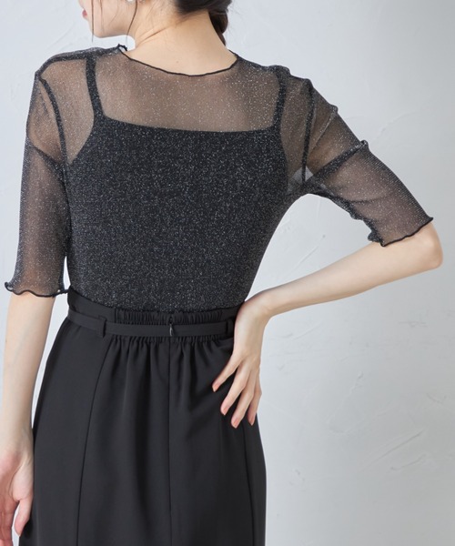 tocco closet(トッコ クローゼット)の「ラメシアーメローカットプルオーバー(Tシャツ/カットソー・レディース・グレー/オフホワイト/ブラック・M)」の11枚目の写真